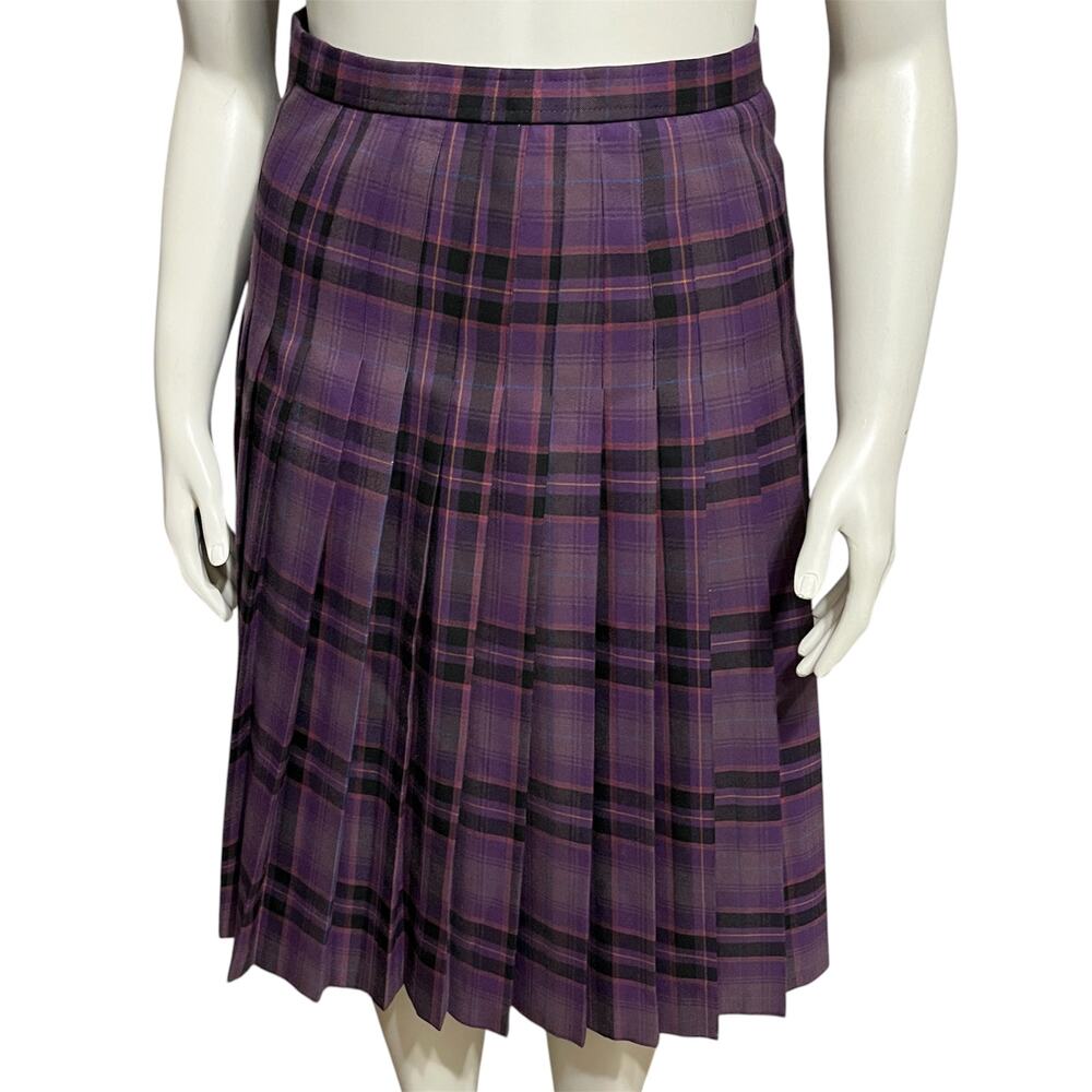 Vintage Women’s Plaid Purple Pleated Skirt Academia Sz-6/8